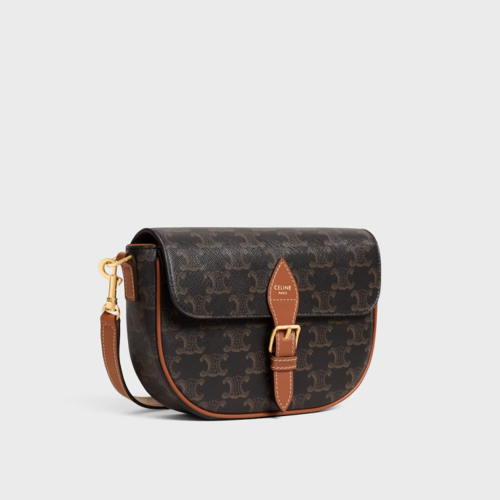 Celine Folco Shoulder Bag IN Triomphe Canvas and Calfskin