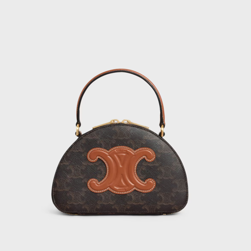 Celine Half Moon Case IN triomphe canvas and calfskin