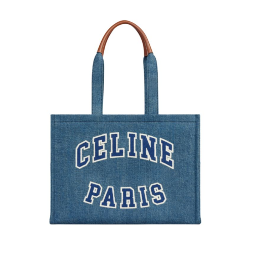 Celine Large Cabas Thais in Denim With Celine Paris and Calfskin
