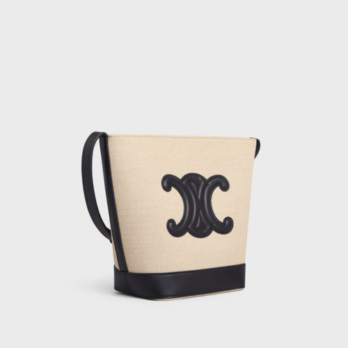 Celine Small Bucket Cuir Triomphe in Textile and Calfskin