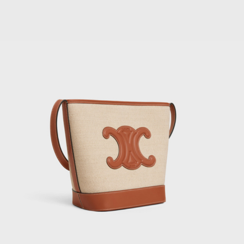 Celine Small Bucket Cuir Triomphe in Textile and Calfskin
