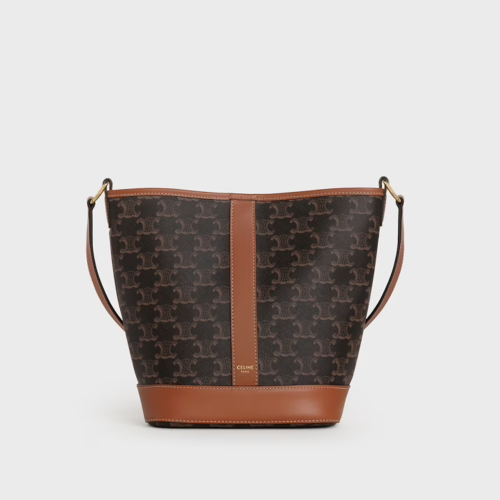 Celine Small Bucket Cuir Triomphe in Textile and Calfskin
