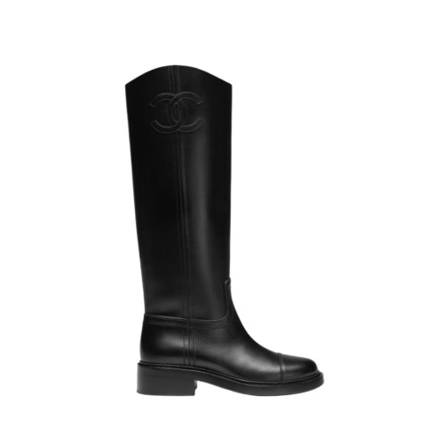 CHANEL CC Logo High Top Riding Boots