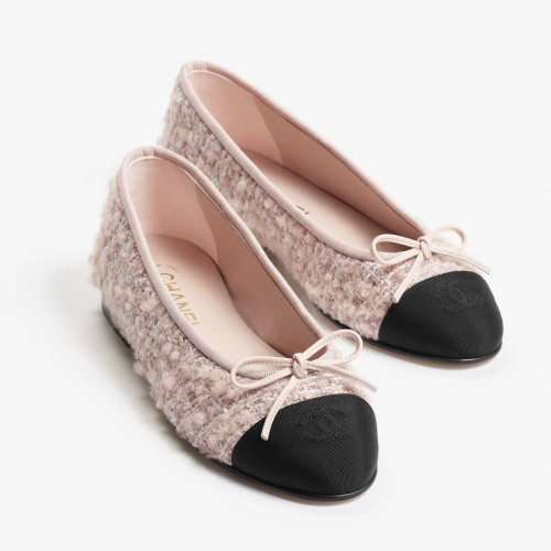CHANEL Ballerina Tweed Flat Shoes