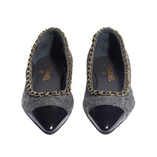 CHANEL Tweed Chain Flats
