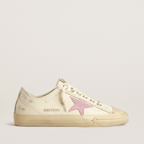 Golden Goose V-Star in beige old-rose suede star