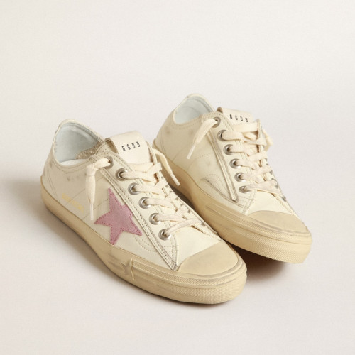 Golden Goose V-Star in beige old-rose suede star