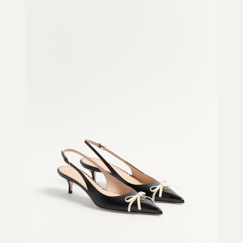 VALENTINO Garavani Bepointy patent leather and kidskin slingback pump