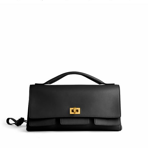 Balenciaga Womens Bel Air Clutch On Strap Small in Black