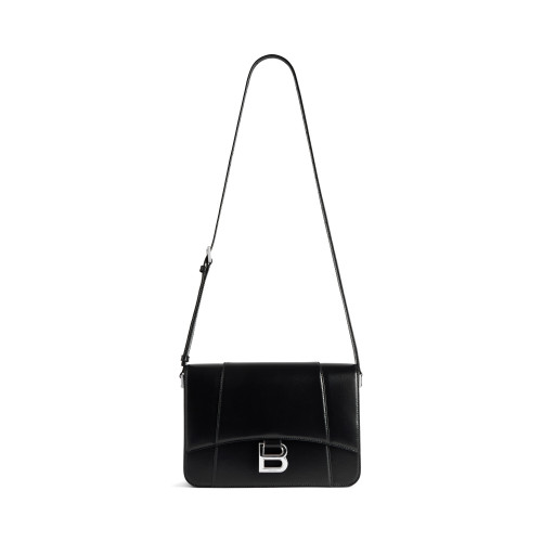 Balenciaga Womens Hourglass Flap Bag Medium in Black