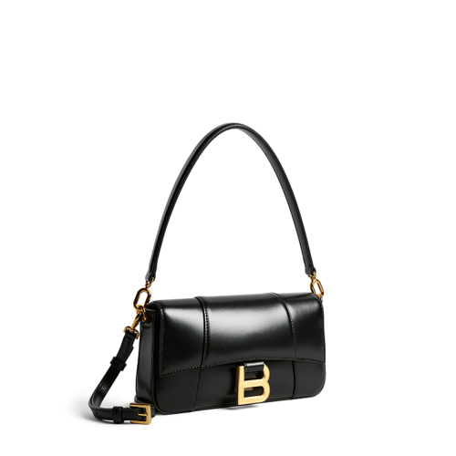 Balenciaga Womens Hourglass Sling Bag Small in Black