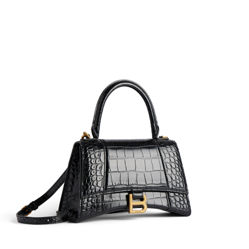 Balenciaga Womens Hourglass Handbag Small in Black