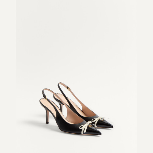 VALENTINO Garavani Bepointy patent leather and kidskin slingback pump