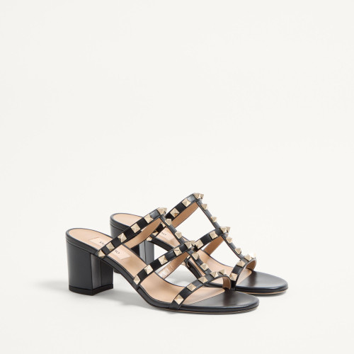 VALENTINO Garavani Rockstud Calfskin Leather Slide Sandal 60 Mm
