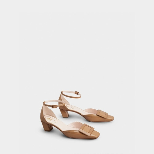 Roger Vivier Belle Vivier Ankle Strap Lacquered Buckle Pumps in Patent Leather