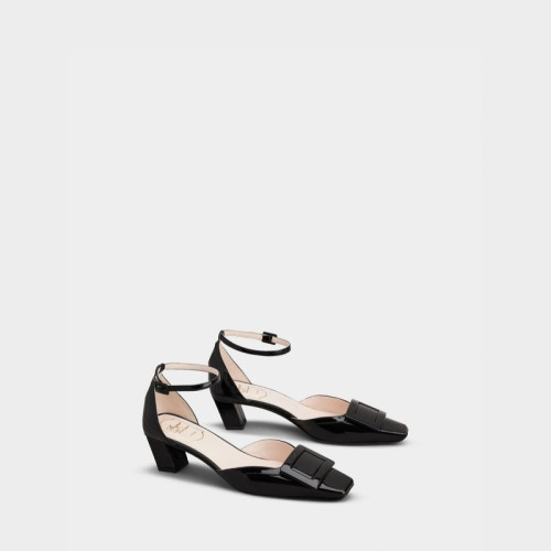 Roger Vivier Belle Vivier Ankle Strap Lacquered Buckle Pumps in Patent Leather