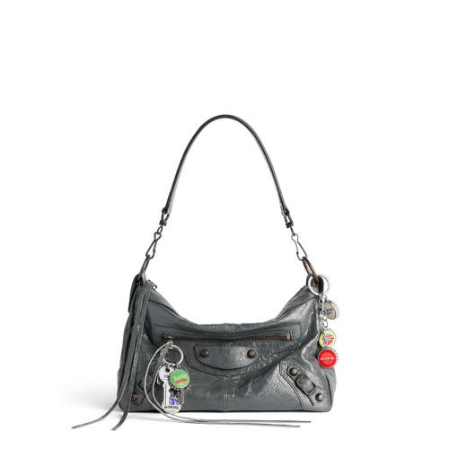 Balenciaga Mens Le City Moto Small With Charms in Volcanic Rock