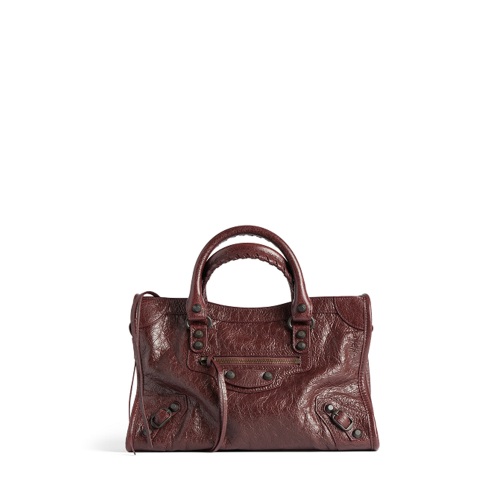 Balenciaga Womens Le City Bag Small in Dark Burgundy