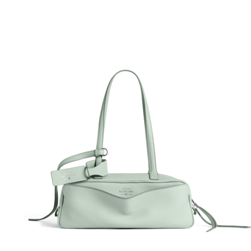 Balenciaga Womens Carrie Bowling Bag Small in Mineral Green