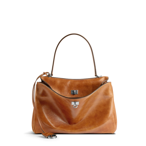 Balenciaga Womens Rodeo Handbag Medium in Tan Cowboy