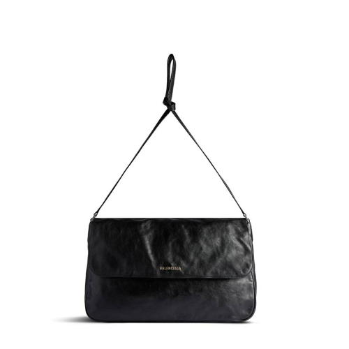 Balenciaga Mens Grungy Medium Messenger Bag in Black