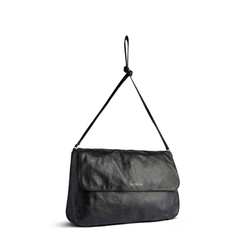 Balenciaga Mens Grungy Medium Messenger Bag in Black