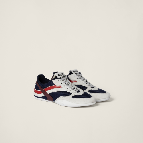 Miu Miu Gymnasium technical fabric and suede sneakers