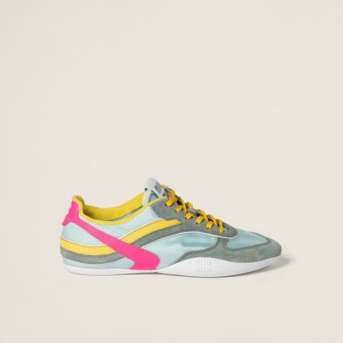 Miu Miu Gymnasium technical fabric and suede sneakers