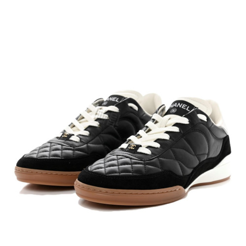 CHANEL Black calfskin velvet sneakers