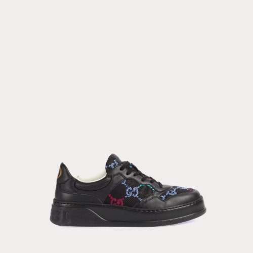 Gucci GG Fabric Multicolour Leather Black Low Top Sneakers