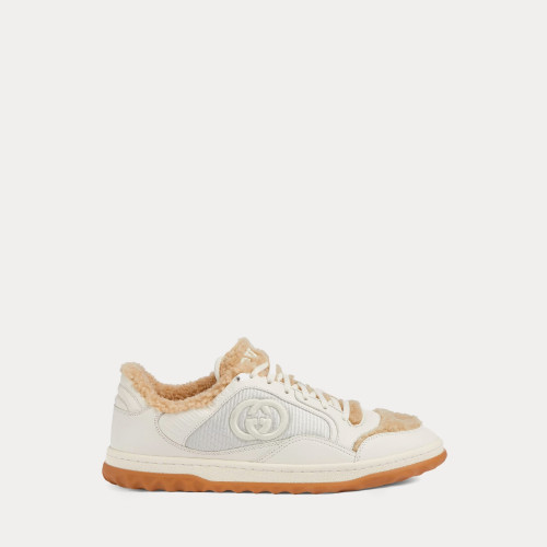 Gucci Mac80 Leather & Merino Wool Off White / Beige Low Top Sneakers