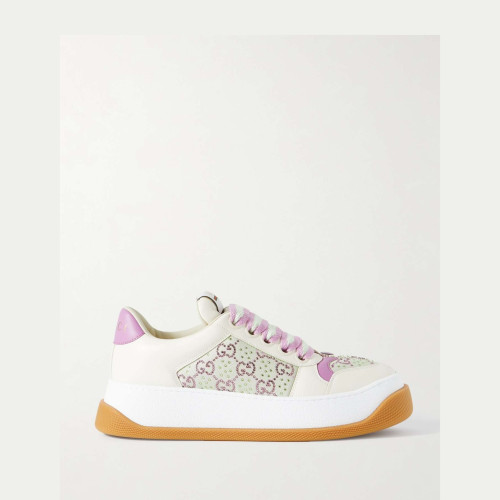 Gucci Screener Gg Embellished Leather Sneakers