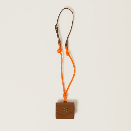 Miu Miu Leather cord and metal trick with mini-pouch