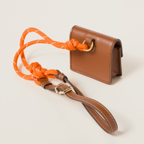 Miu Miu Leather cord and metal trick with mini-pouch