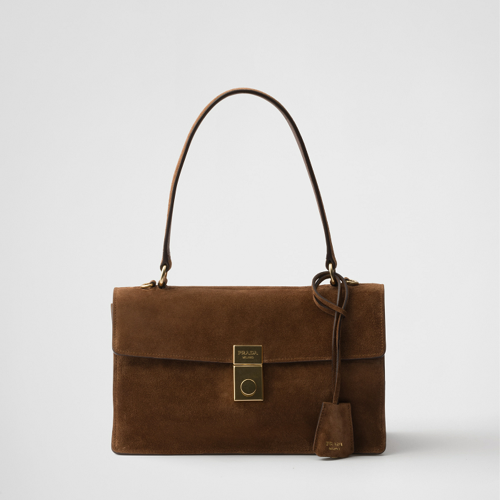 Prada Soft Sound Medium Suede Shoulder Bag