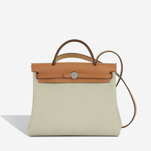 Hermes Herbag Zip 31 bag Toile Gold Silver