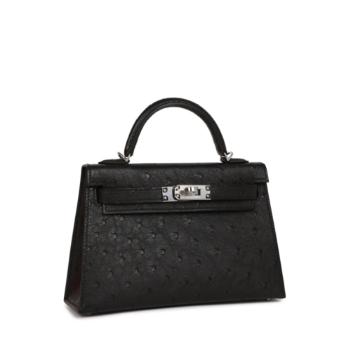 Hermes Kelly II Mini Ostrich Noir Silver