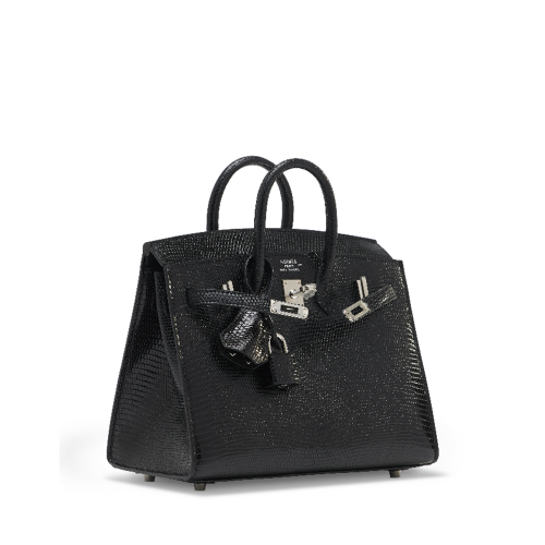 Hermes Birkin 20 Lizard Noir Silver