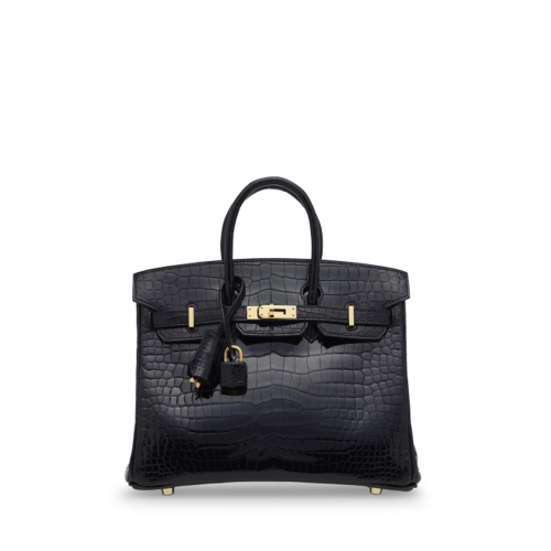 Hermes Birkin 25 Porosus Noir Gold