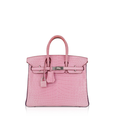 Hermes Birkin 25 Matt Nile Crocodile Pink Silver