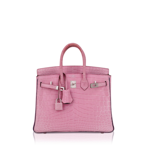 Hermes Birkin 25 Matt Nile Crocodile Pink Silver