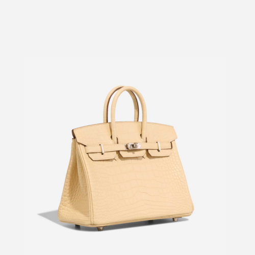 Hermes Birkin 25 Matt Alligator Vanille Silver