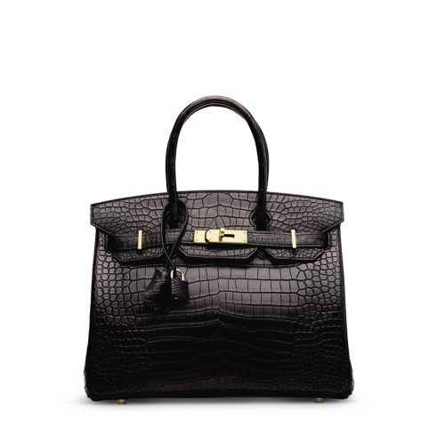 Hermes Birkin 30 Matt Porosus Noir Gold