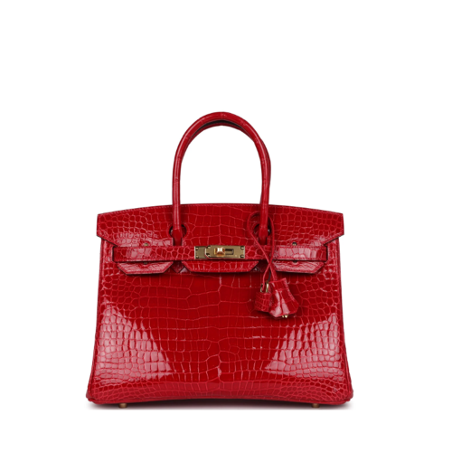 Hermes Birkin 30 Glossy  Porosus Braise Gold