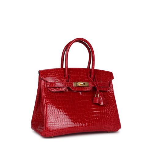 Hermes Birkin 30 Glossy  Porosus Braise Gold