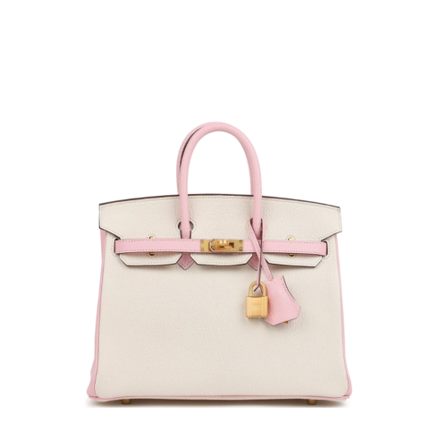 Hermes Birkin 25 Chevre Mysore Nata Rose Sakura Gold