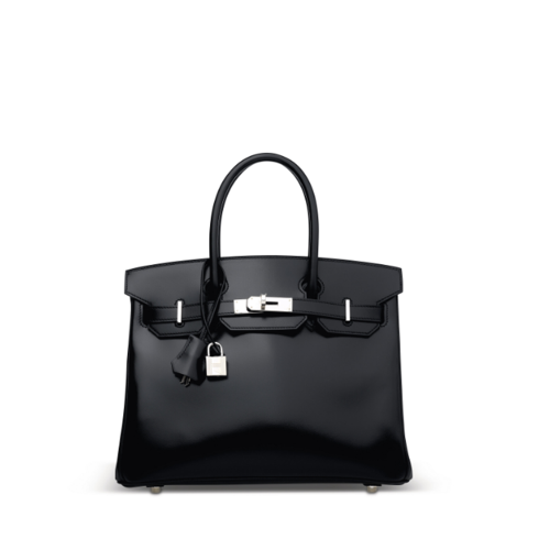 Hermes BIRKIN 30 Box Noir Silver