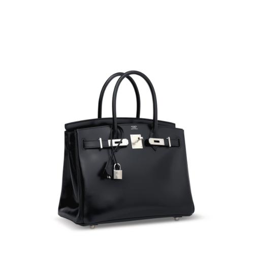 Hermes BIRKIN 30 Box Noir Silver
