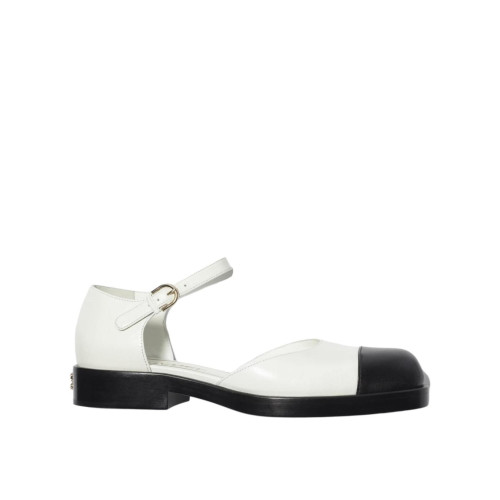 CHANEL White Leather Mary Jane Shoes