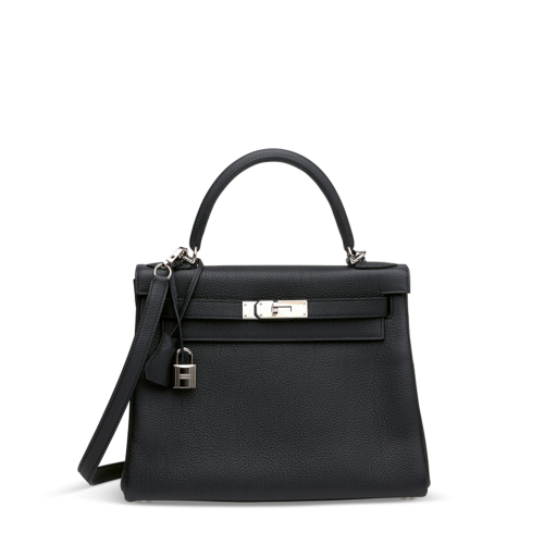 Hermes Kelly 28 Togo Noir Silver